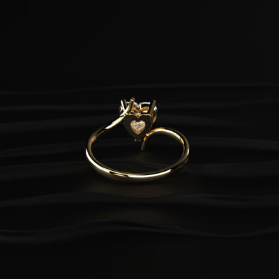 Heart Solitaire Bypass Shank Ring | Earthly Jewels