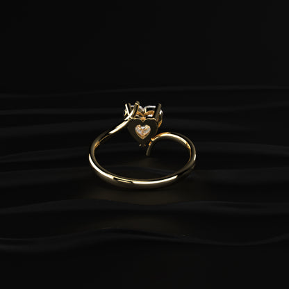Heart Solitaire Bypass Shank Ring | Earthly Jewels