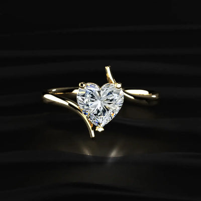 Heart Solitaire Bypass Shank Ring | Earthly Jewels