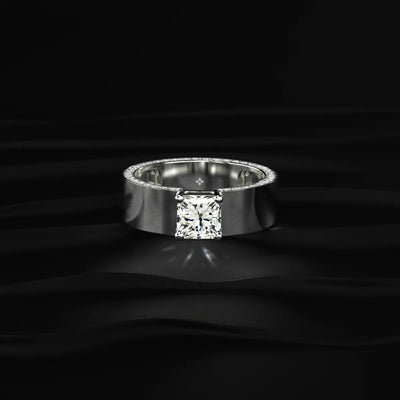 Princess Solitaire Men's Ring With Hidden Diamond | Earthly Jewels