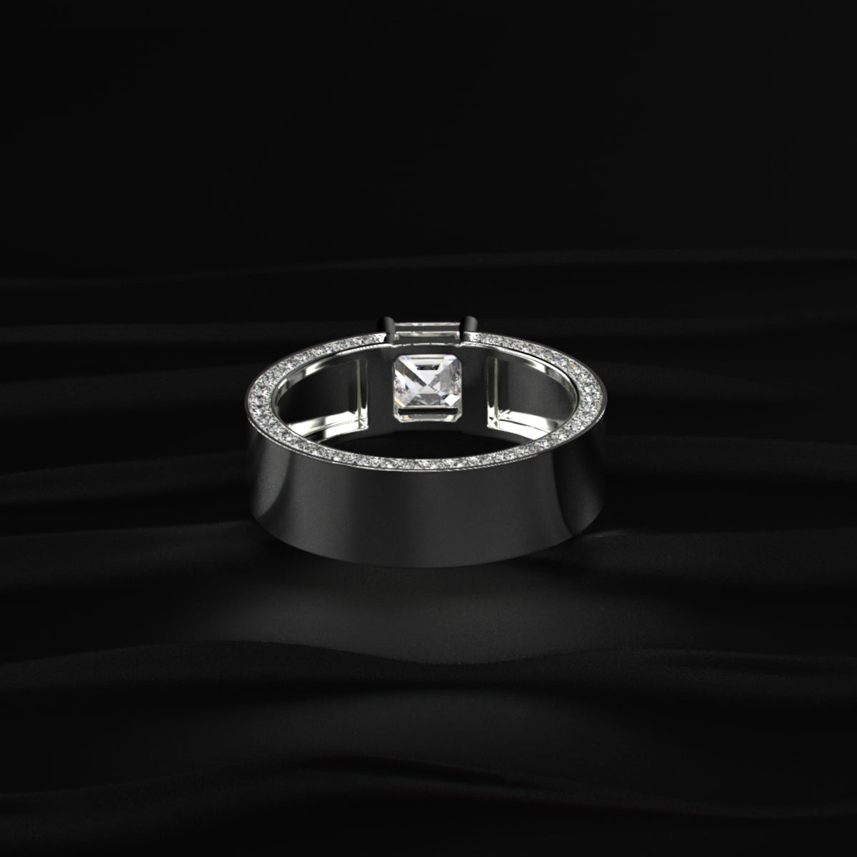 Princess Solitaire Men's Ring With Hidden Diamond | Earthly Jewels