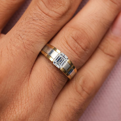 Emerald Cut Men'S Engagement Ring | Earthly Jewels |Model Image