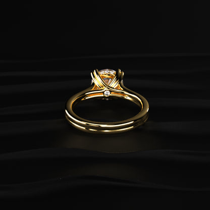 Round Solitaire Dual Plain Band Ring With Hidden Halo | Earthly Jewels