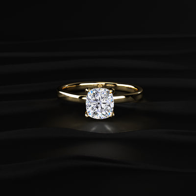 Cushion Solitaire With Double Hidden Halo Ring | Earthly Jewels 