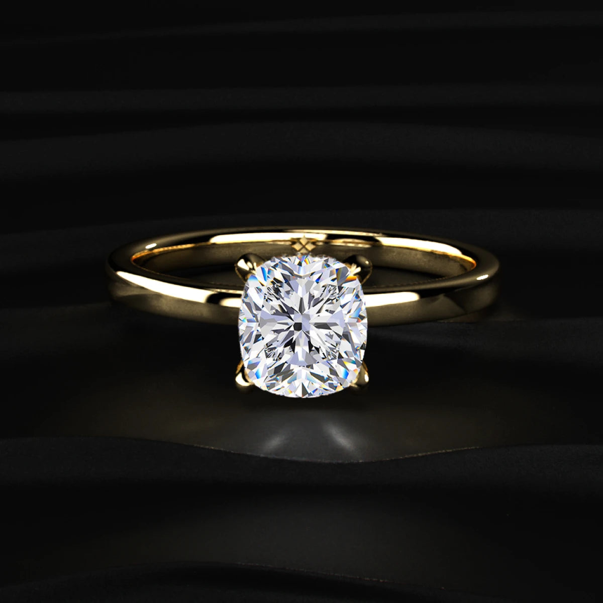 Cushion Solitaire With Double Hidden Halo Ring | Earthly Jewels 