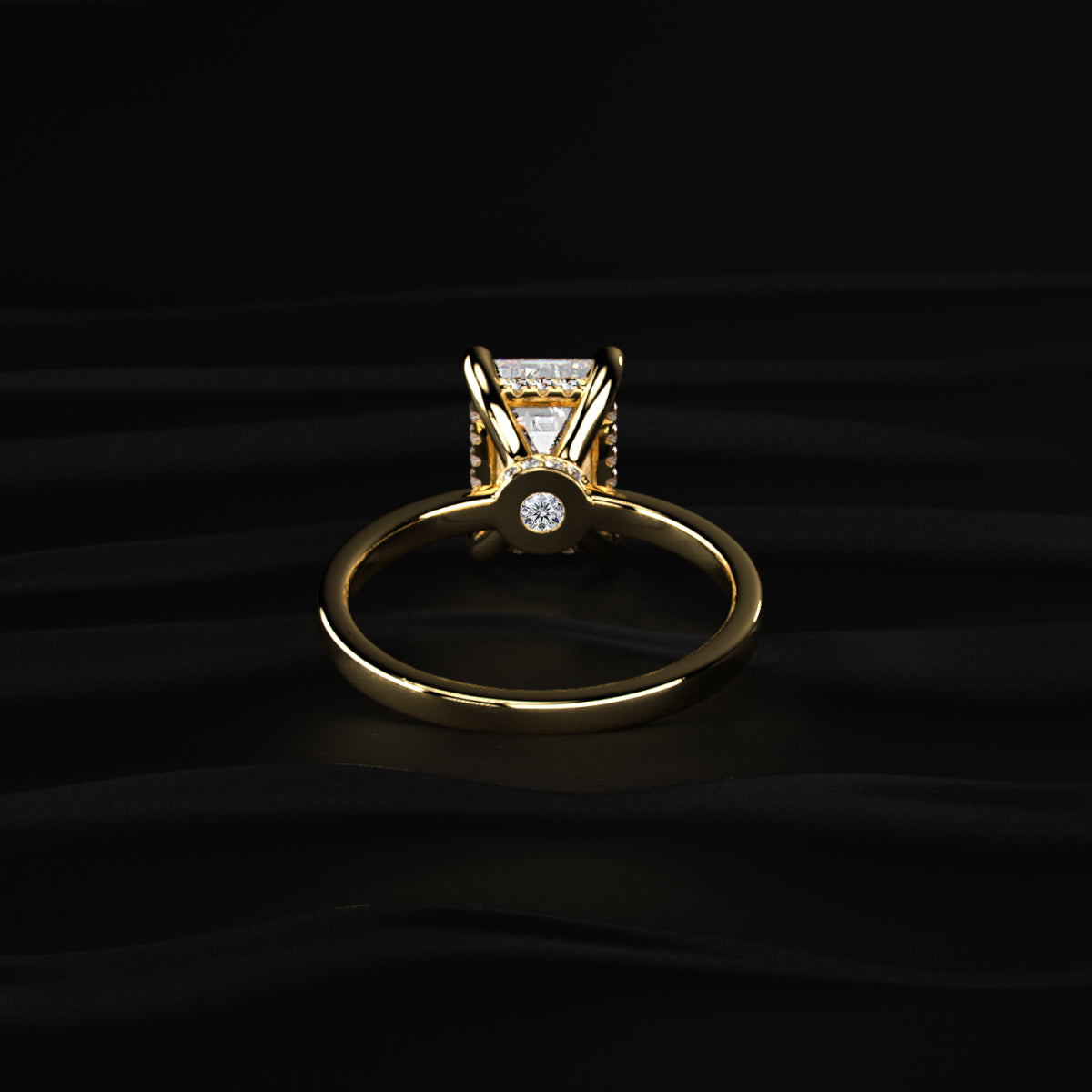 Emerald Solitaire With Double Hidden Halo Ring