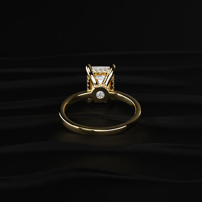 Emerald Solitaire With Double Hidden Halo Ring