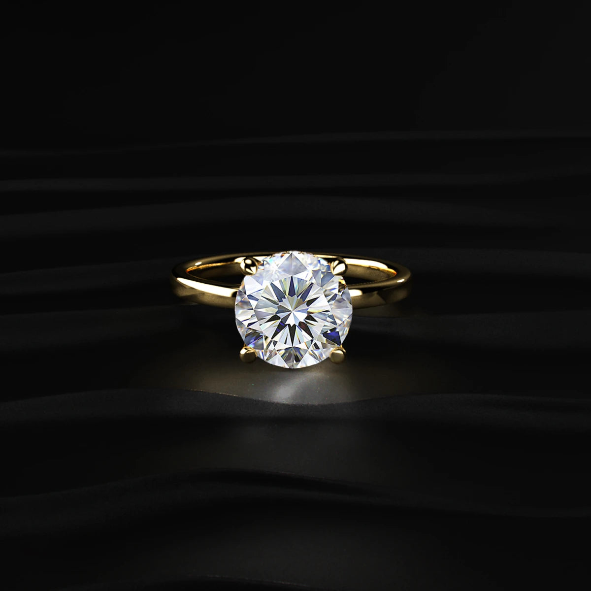 Round Solitaire With Double Hidden Halo Ring | Earthly Jewels