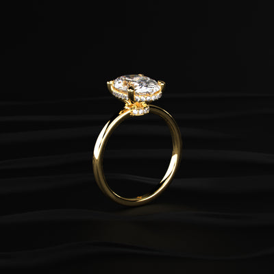 Oval Solitaire Double Hidden Halo Ring | Earthly Jewels