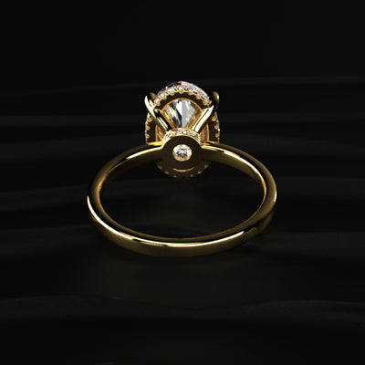 Oval Solitaire Double Hidden Halo Ring | Earthly Jewels