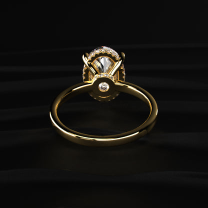 Oval Solitaire Double Hidden Halo Ring | Earthly Jewels