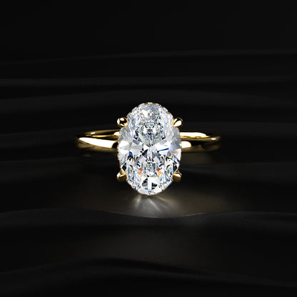 Oval Solitaire Double Hidden Halo Ring | Earthly Jewels