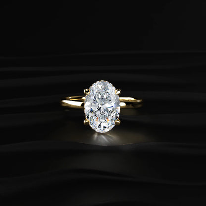 Oval Solitaire Double Hidden Halo Ring