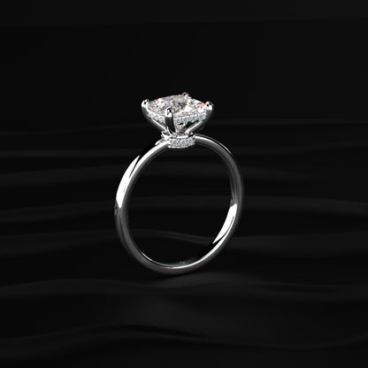 Princess Solitaire With Double Hidden Halo Ring