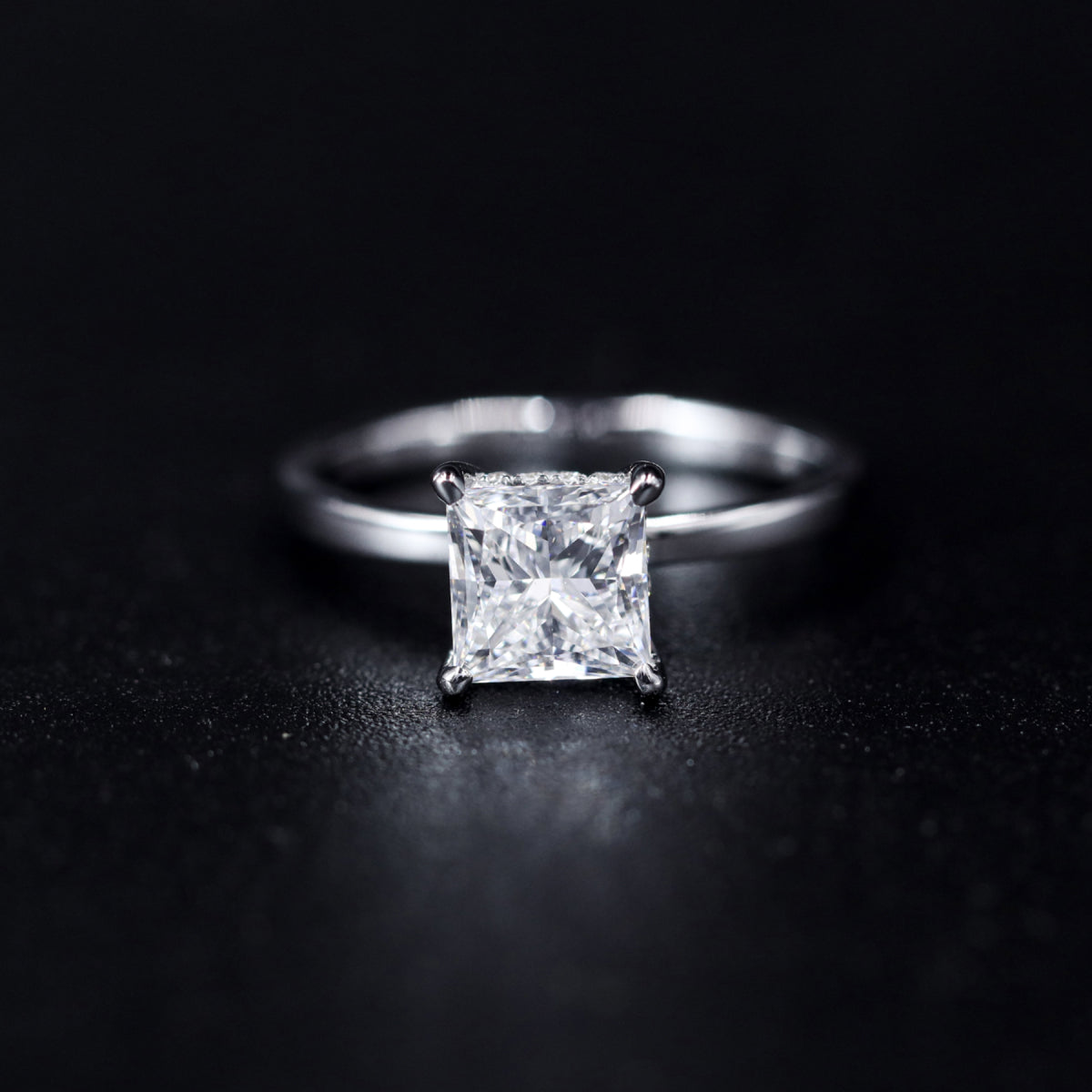Princess Solitaire With Double Hidden Halo Ring