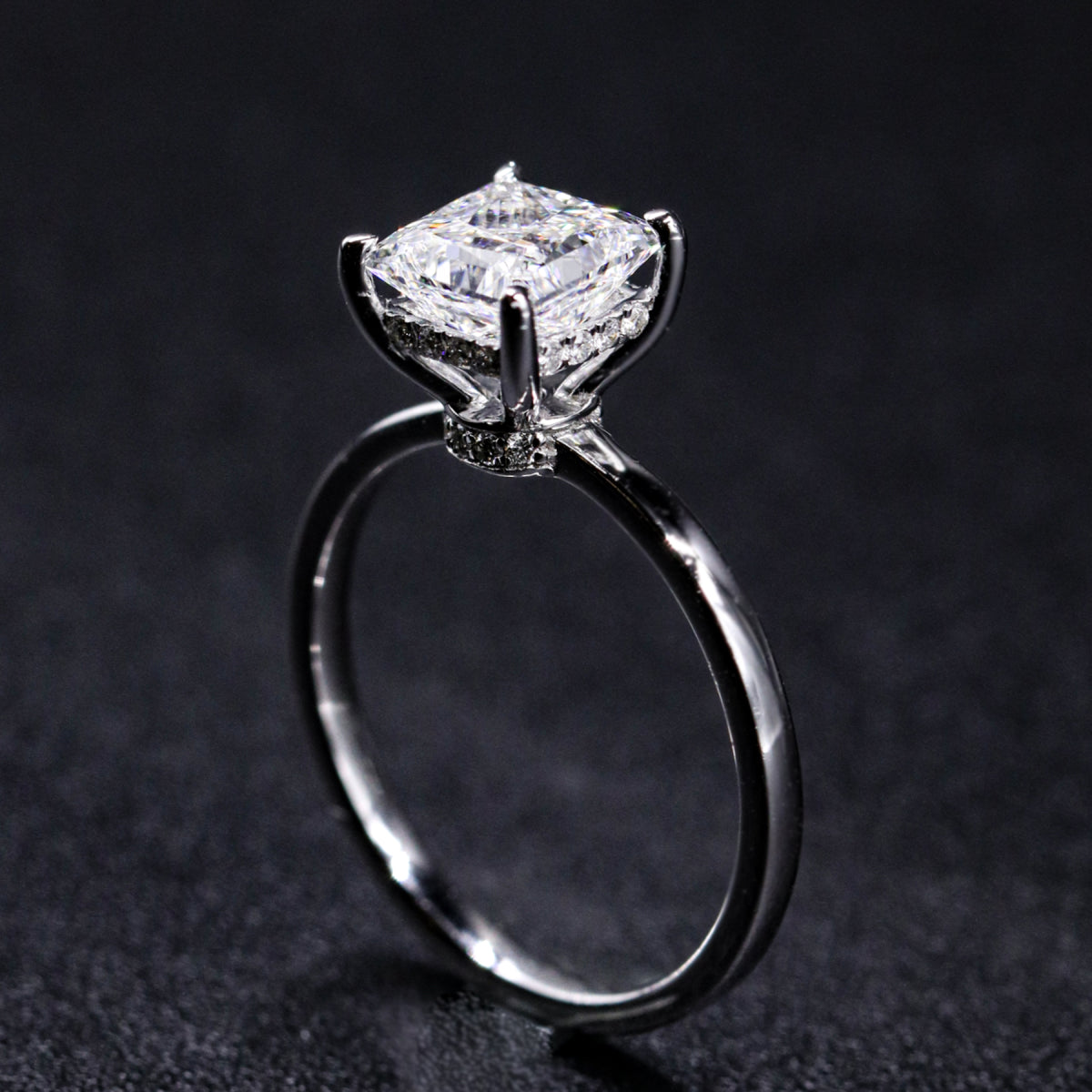 Princess Solitaire With Double Hidden Halo Ring