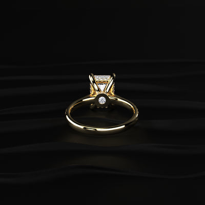 Emerald Shape Solitaire With Double Hidden Halo Ring | Earthly Jewels