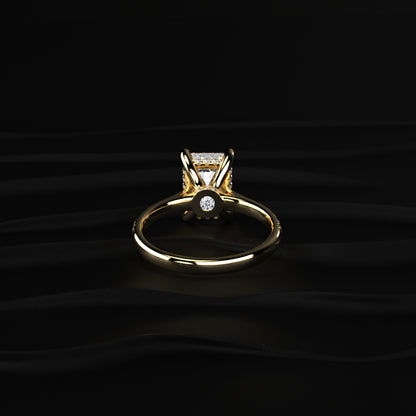 Emerald Shape Solitaire With Double Hidden Halo Ring