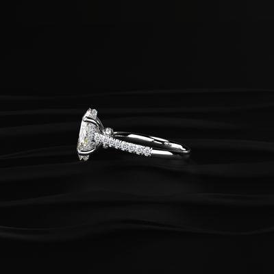 Oval Shape Solitaire With Double Hidden Halo Ring | Earthly Jewels