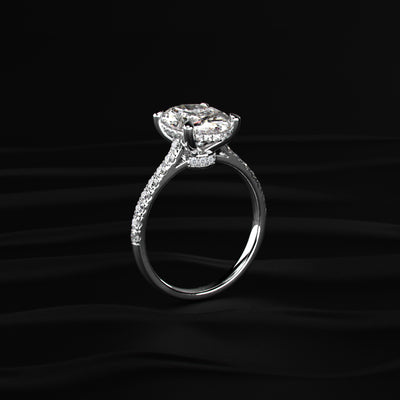 Oval Shape Solitaire With Double Hidden Halo Ring | Earthly Jewels