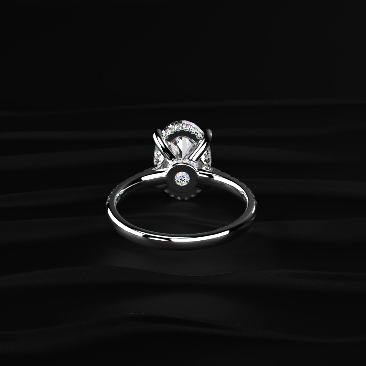 Oval Shape Solitaire With Double Hidden Halo Ring