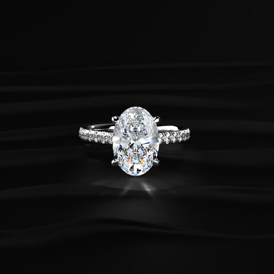 Oval Shape Solitaire With Double Hidden Halo Ring | Earthly Jewels