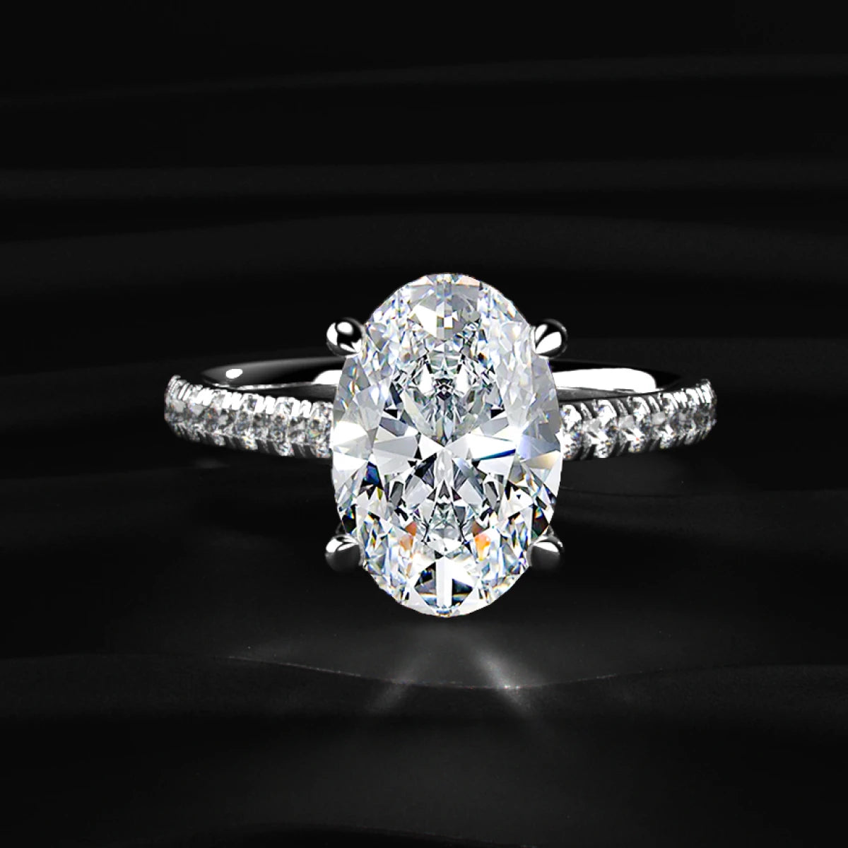 Oval Shape Solitaire With Double Hidden Halo Ring | Earthly Jewels