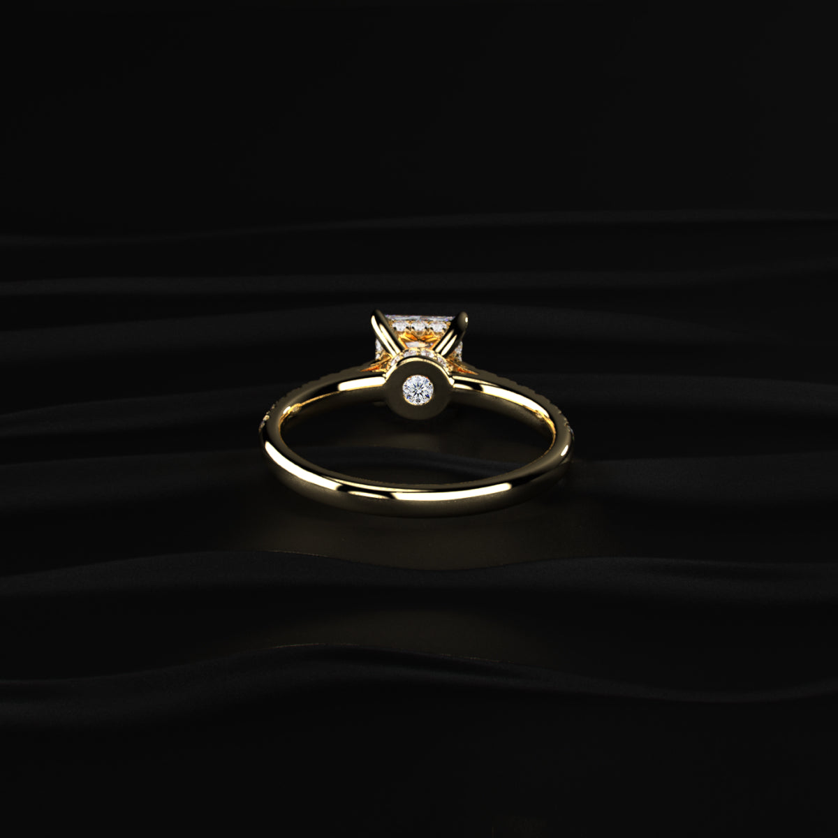 Princess Shape Solitaire With Double Hidden Halo Ring