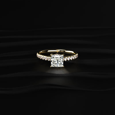 Princess Shape Solitaire With Double Hidden Halo Ring | Earthly Jewels