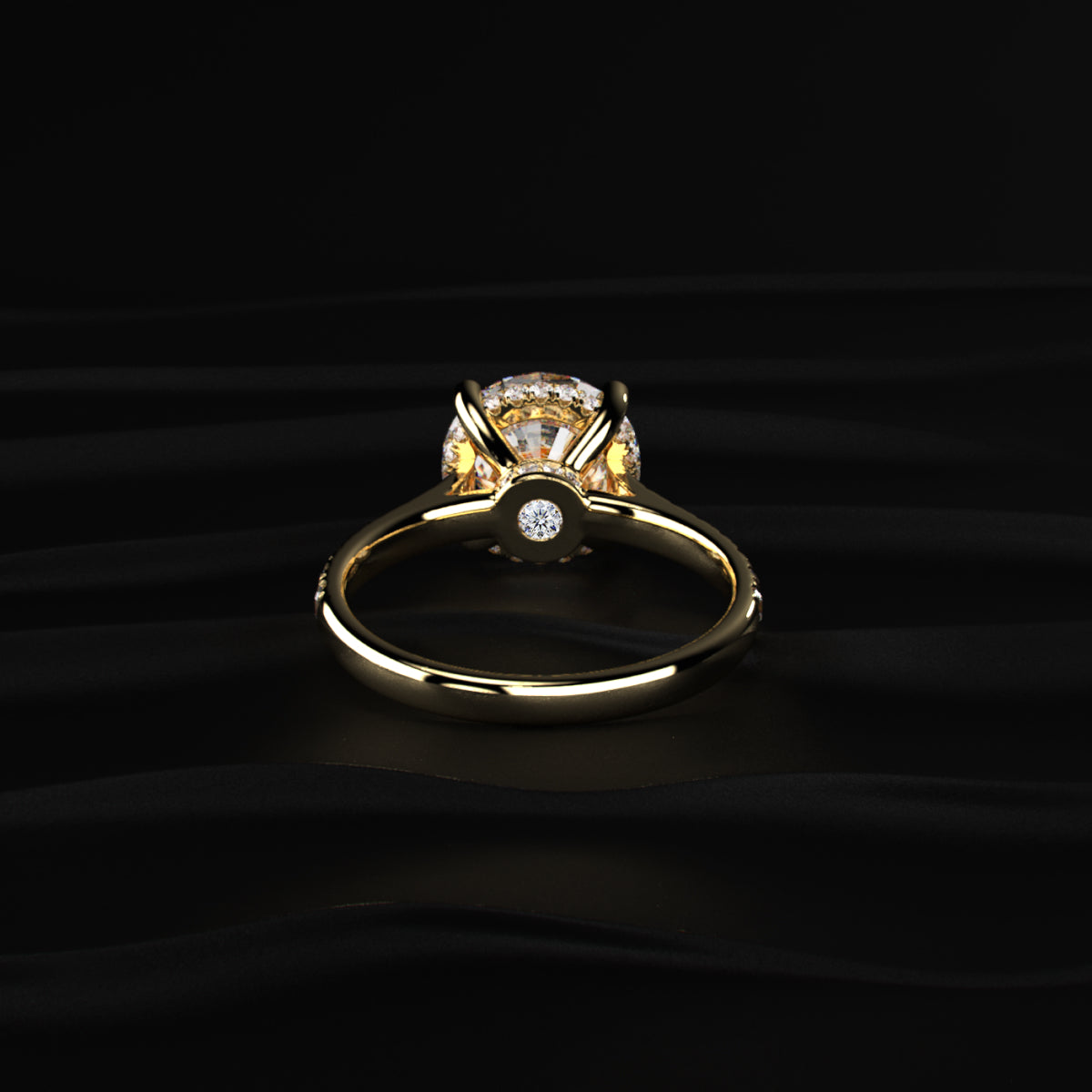 Round Shape Solitaire With Double Hidden Halo Ring