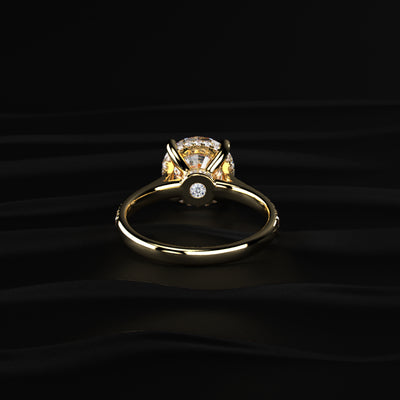 Round Shape Solitaire With Double Hidden Halo Ring | Earthly Jewels