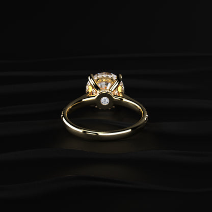 Round Shape Solitaire With Double Hidden Halo Ring