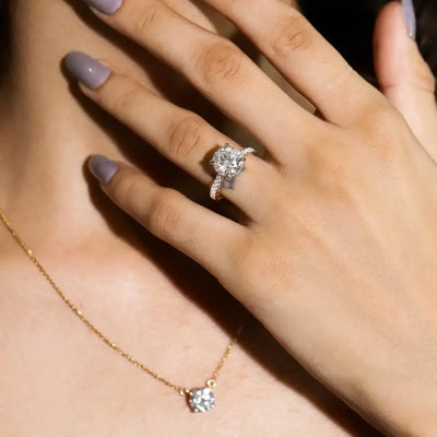 Round Shape Solitaire With Double Hidden Halo Ring | Earthly Jewels