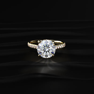 Round Shape Solitaire With Double Hidden Halo Ring | Earthly Jewels