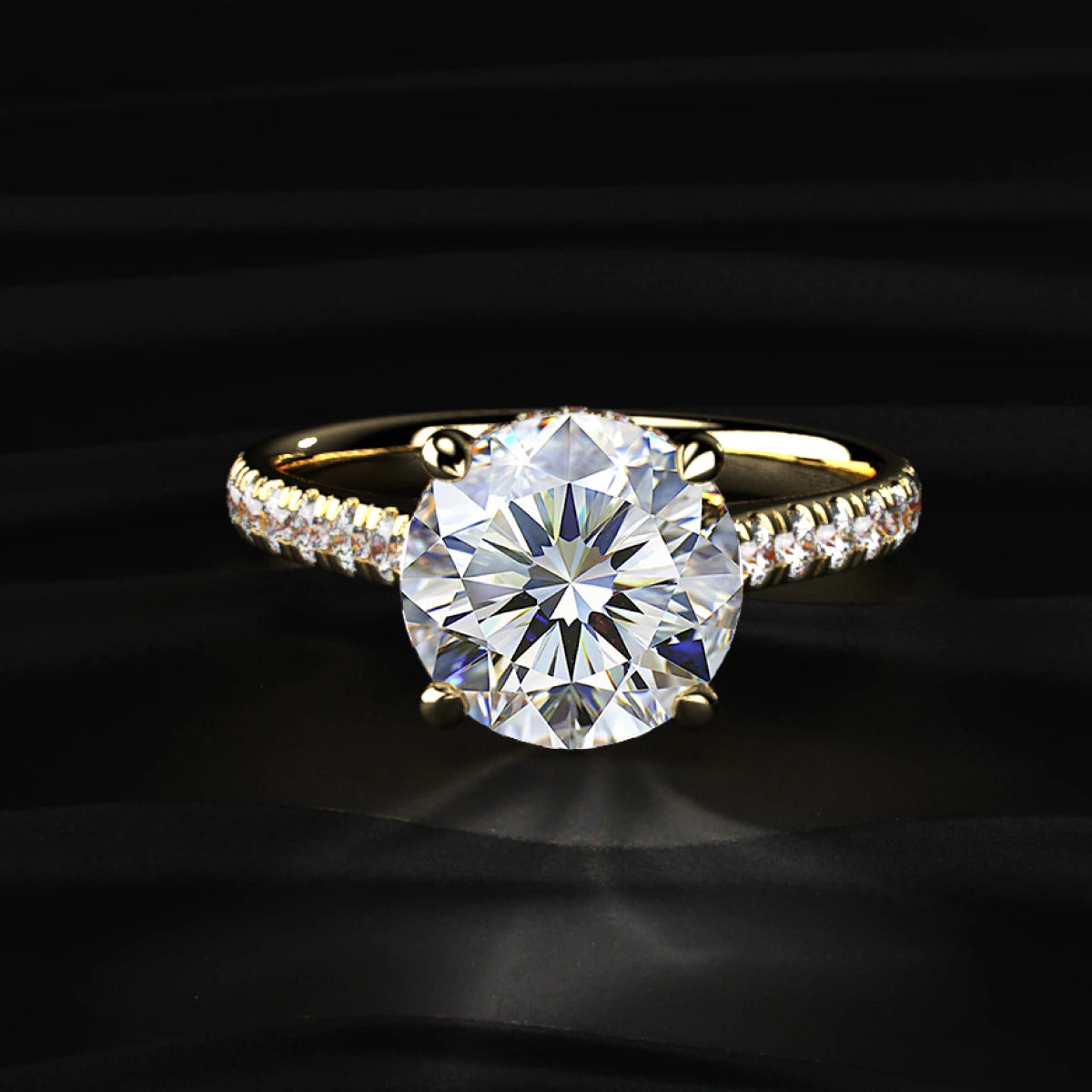Round Shape Solitaire With Double Hidden Halo Ring | Earthly Jewels