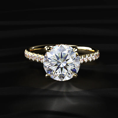 Round Shape Solitaire With Double Hidden Halo Ring | Earthly Jewels
