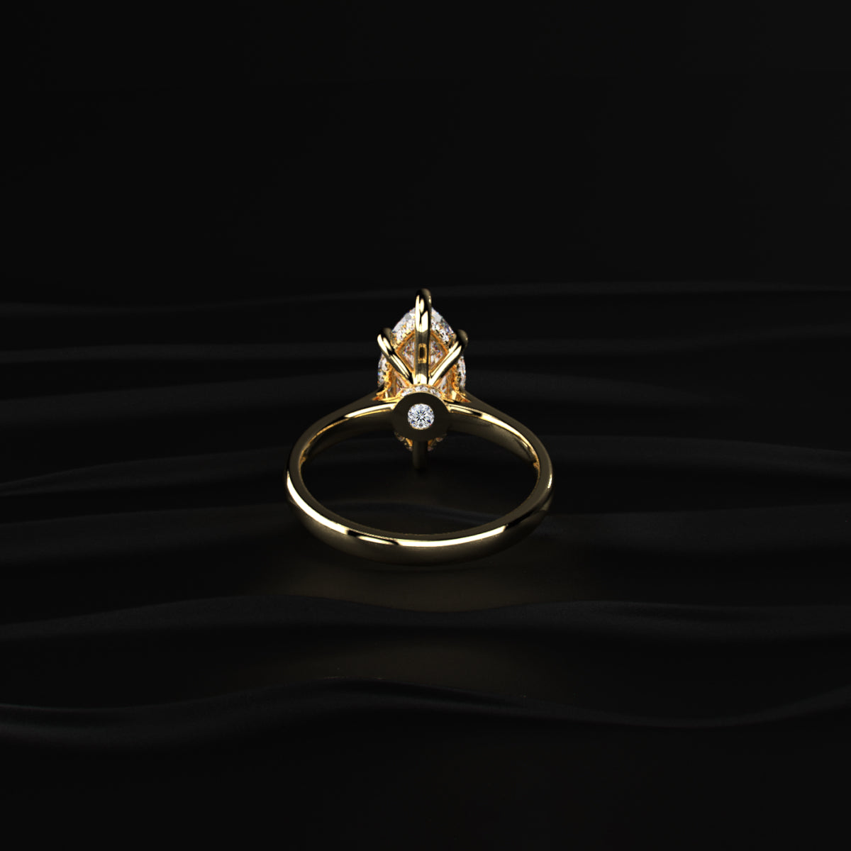 Marquise Solitaire Double Hidden Halo Cathedral Ring