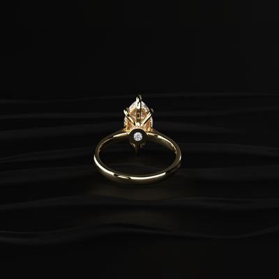 Marquise Solitaire Double Hidden Halo Cathedral Ring | Earthly Jewels