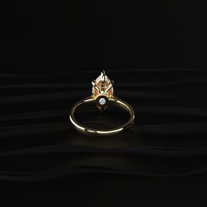 Marquise Solitaire Double Hidden Halo Cathedral Ring