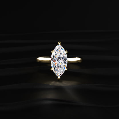 Marquise Solitaire Double Hidden Halo Cathedral Ring