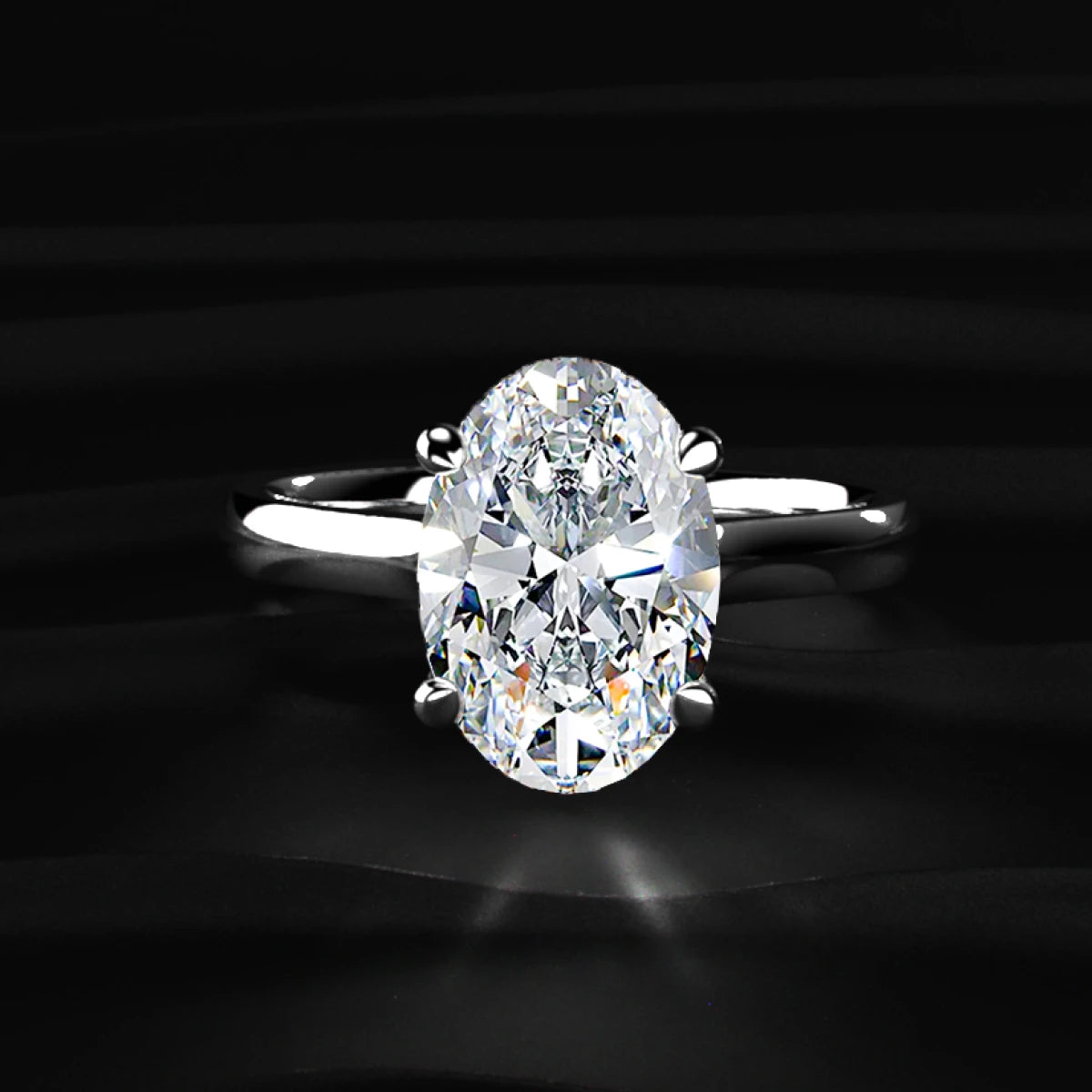 Oval Solitaire Double Hidden Halo Cathedral Ring | Earthly Jewels