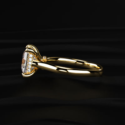 Princess Solitaire Double Hidden Halo Cathedral Ring | Earthly Jewels