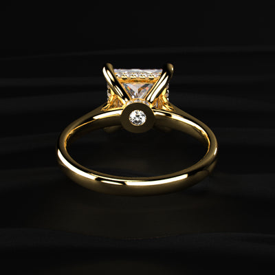 Princess Solitaire Double Hidden Halo Cathedral Ring | Earthly Jewels