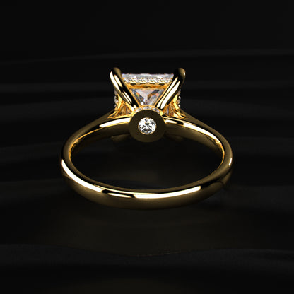 Princess Solitaire Double Hidden Halo Cathedral Ring | Earthly Jewels