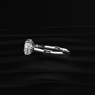 Round Solitaire Double Hidden Halo Cathedral  Ring | Earthly Jewels