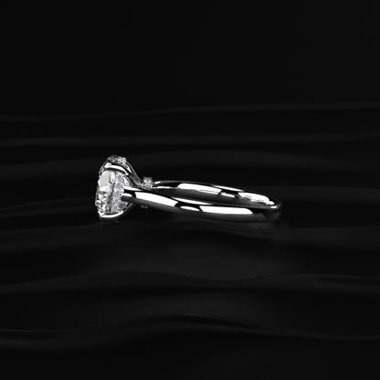 Round Solitaire Double Hidden Halo Cathedral  Ring
