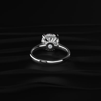 Round Solitaire Double Hidden Halo Cathedral  Ring