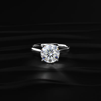 Round Solitaire Double Hidden Halo Cathedral  Ring | Earthly Jewels