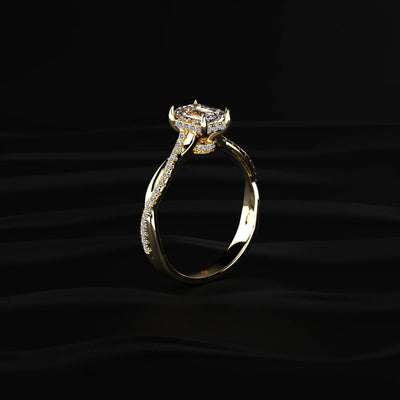 Emerald With Twisted Pave Band & Hidden Halo | Earthly Jewels