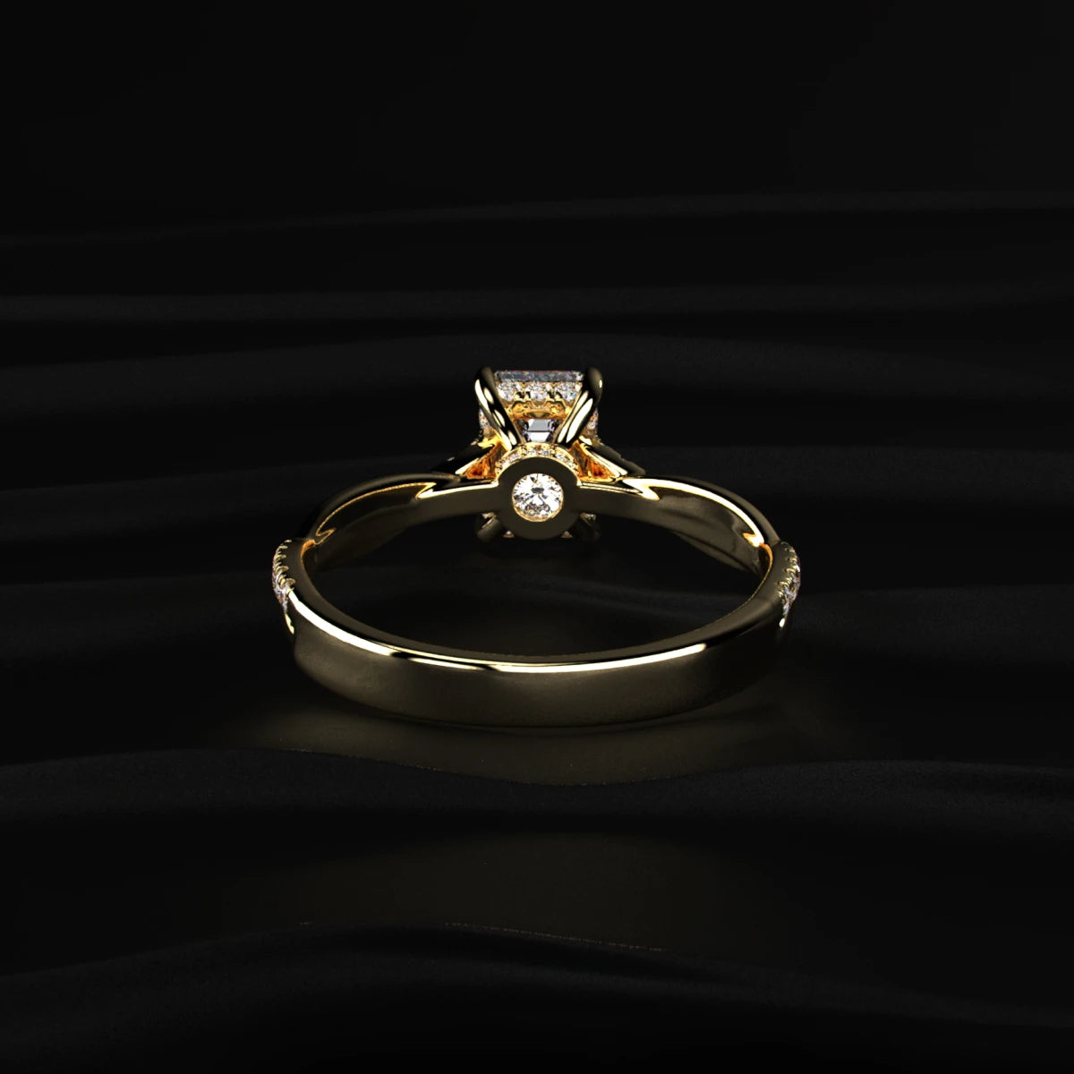 Emerald With Twisted Pave Band & Hidden Halo | Earthly Jewels